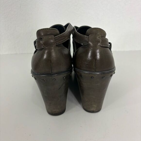 Dansko Grey Leather Franka Wedge Cut Out Buckle Side Booties - Picture 3 of 7